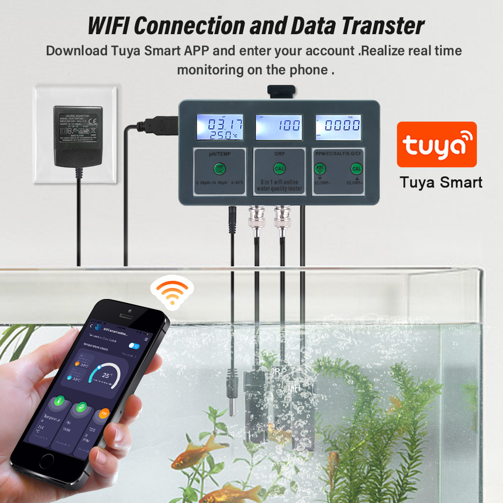 WiFi Tuya 스마트 PH 측정기 데이터 로거 온도 - Marine Aquarium Water Analyzer 리뷰 및 가격