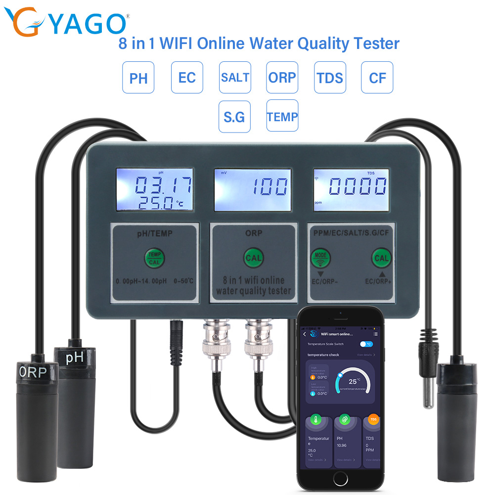 YAGO 8 in 1 WiFi 수족관 수질 테스터 식수 - Marine Aquarium Water Analyzer 리뷰 및 가격
