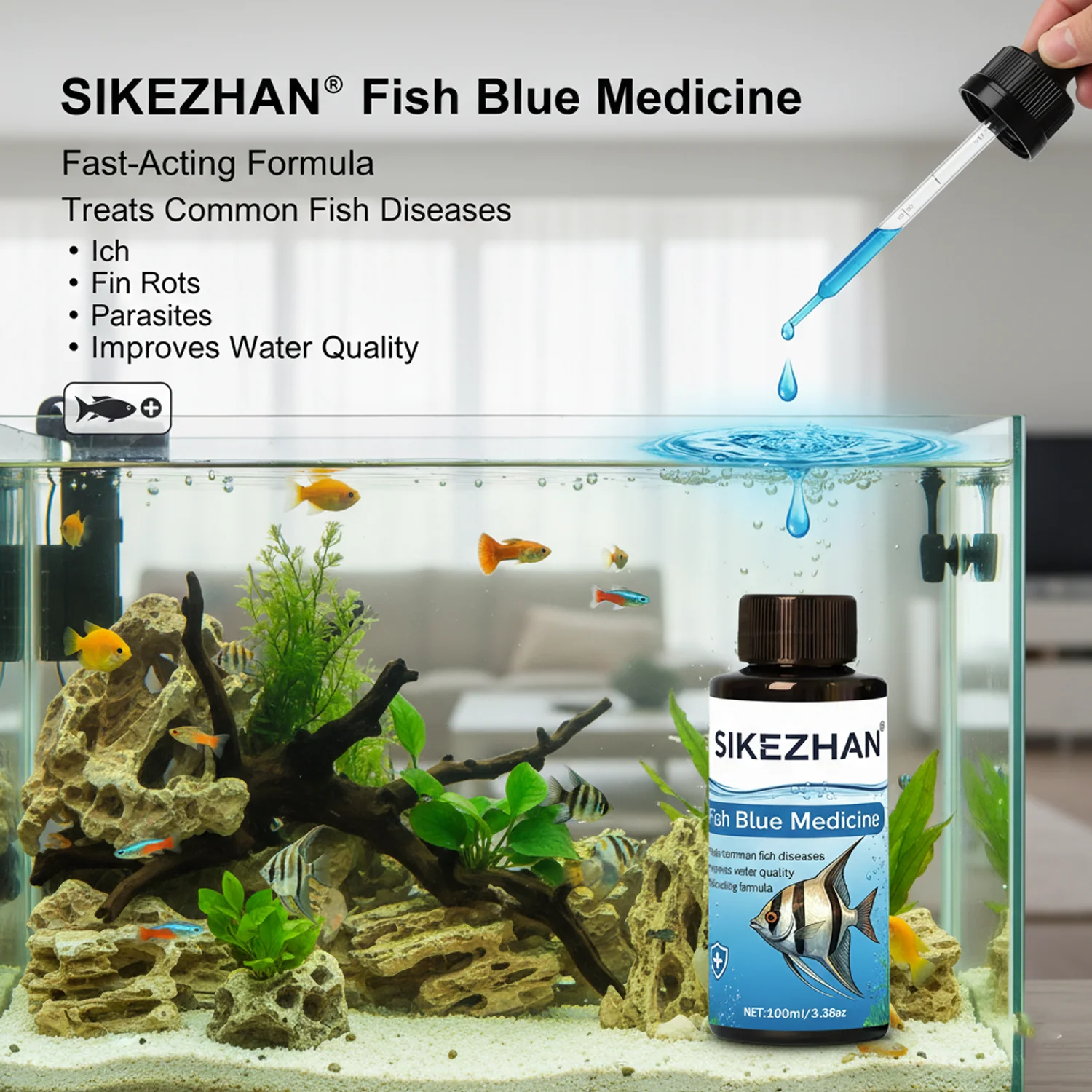 500ml 메틸렌 블루 용액 수족관 어류 치료제 항균  - Marine Aquarium Glass Cleaner 리뷰 및 가격